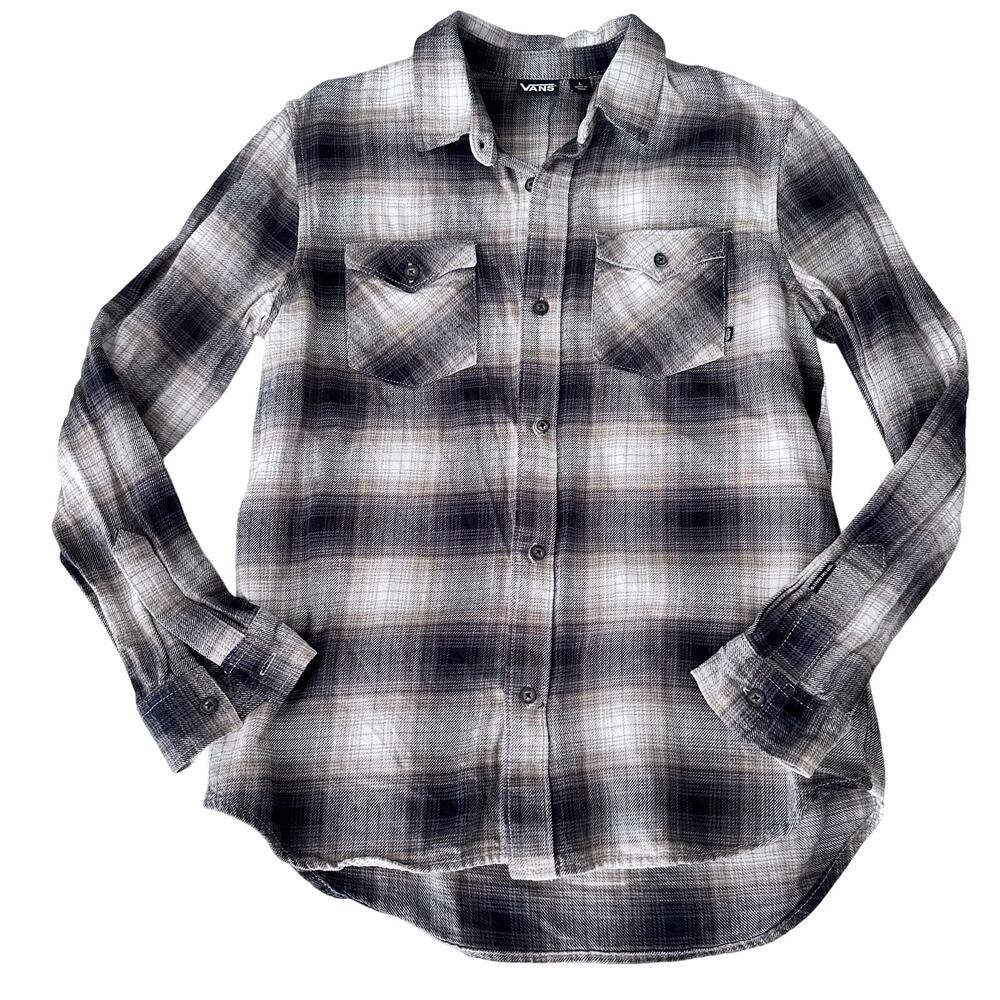Vans Boy's Plaid Flannel Button-Up Shirt - Large